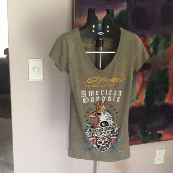 Ed Hardy vintage tee bling American gangsta eagle skull cards M Christian … - Picture 3 of 16